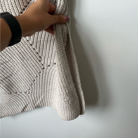 Wilfred Aritzia Open-stitch Wool Sleeveless Cowl Neck Sweater S Beige/Gray - Picture 9 of 10